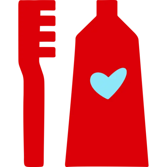 Hand drawn icon of tooth brush and paste